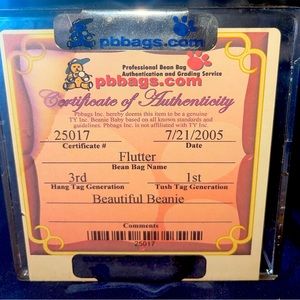 Ty beanie baby Flutter 3/1 third gen hangtag w/ 1st gen tush tag butterfly